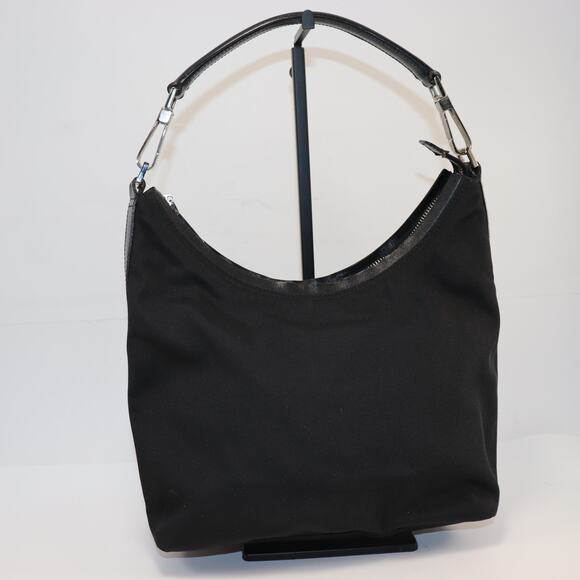 Vintage Gucci black nylon hobo shoulder bag with leather trim silver hardware - Picture 1 of 8